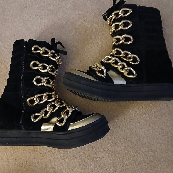 JEFFREY CAMPBELL Ibiza "wedge Black Gold Chain Sneaker women size 8. - Picture 6 of 10